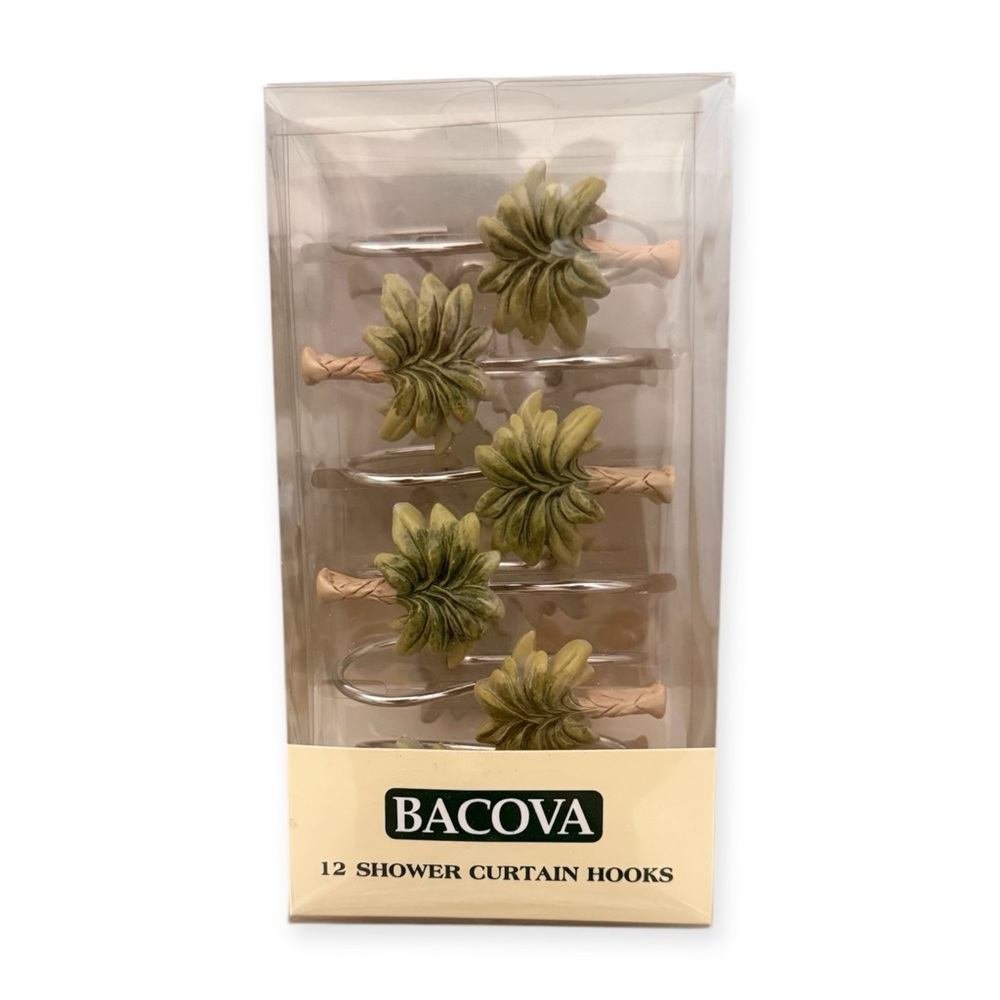 Palm Tree Shower Curtain Hooks - Set of 12